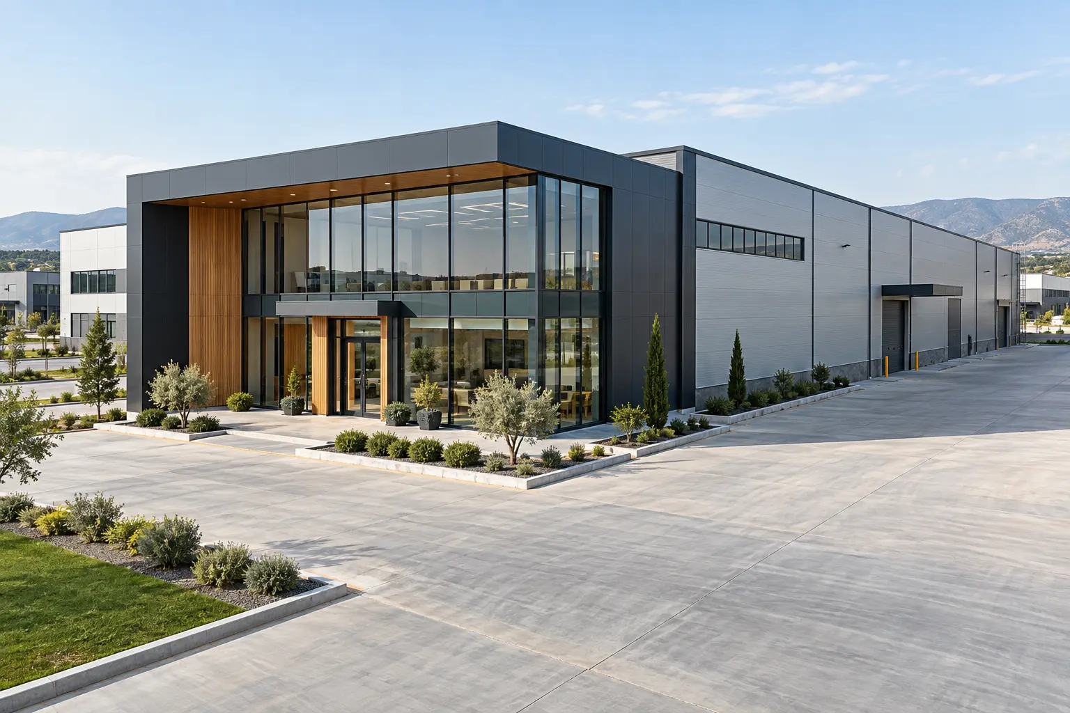 Modern ticari çelik yapı ve showroom